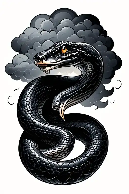 Snake With Clouds And Various Shades