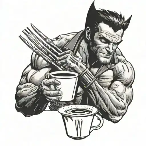 Wolverine Enjoying A Cup Of Coffee In A Medical Setting