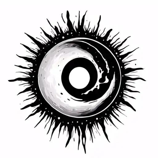 Handprint Inside The Solar Eclipse Circle