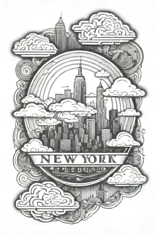 New York Skyline With Clouds Surrounding