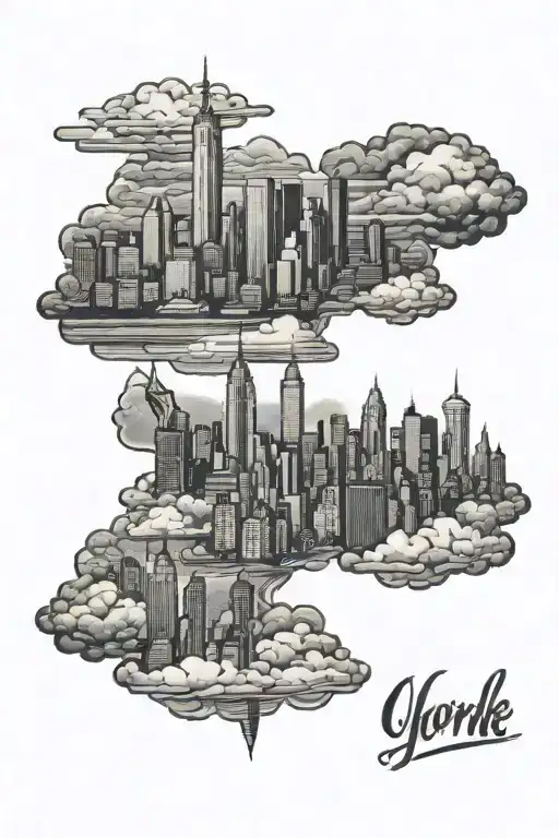 New York Skyline With Clouds Surrounding