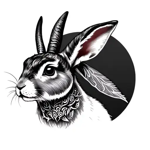 Fairy -Tale Hare With Horns And Patterns