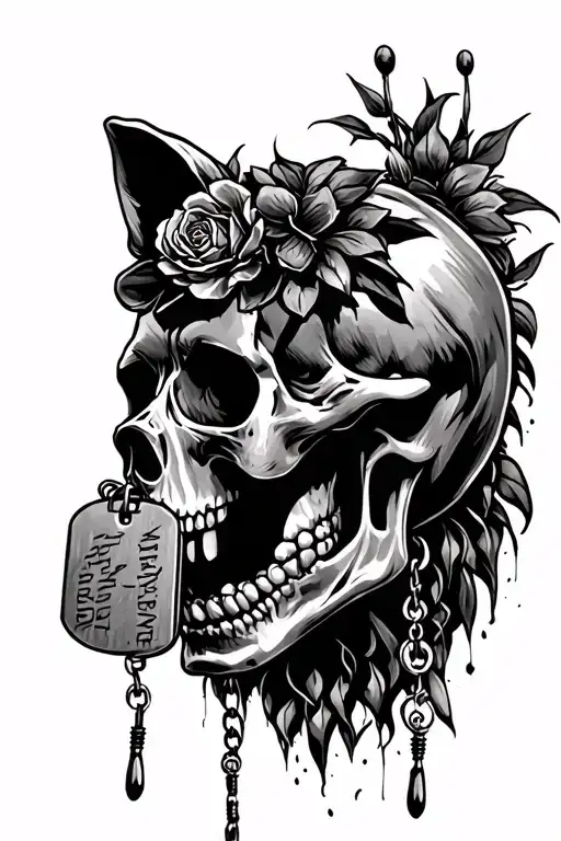 Skull And Dog Tags Hanging