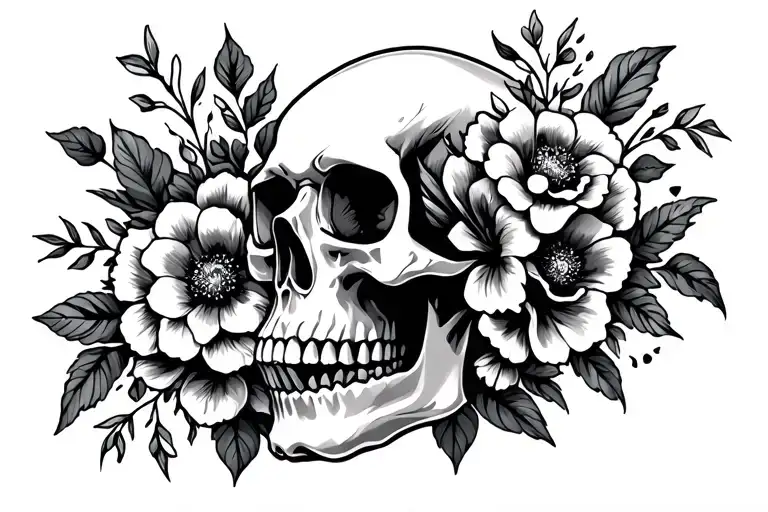 Skull And Flowers