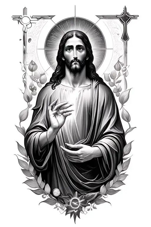 New Life Following Christ Surrounded By Symbols