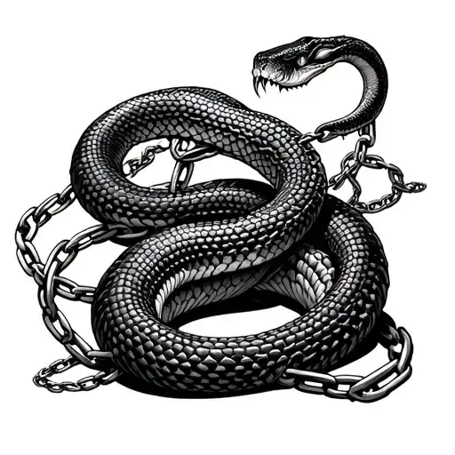 Snake And Chains As Scars On