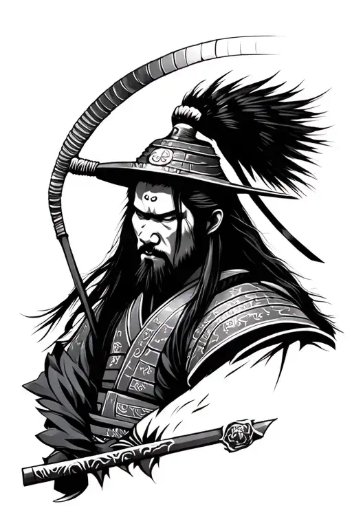 Draw A Tattoo Sketch Of A Japanese Hani Samurai