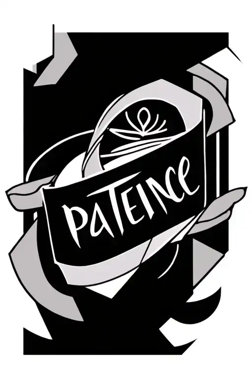 Patience Word Tattoo With Geometric Lines