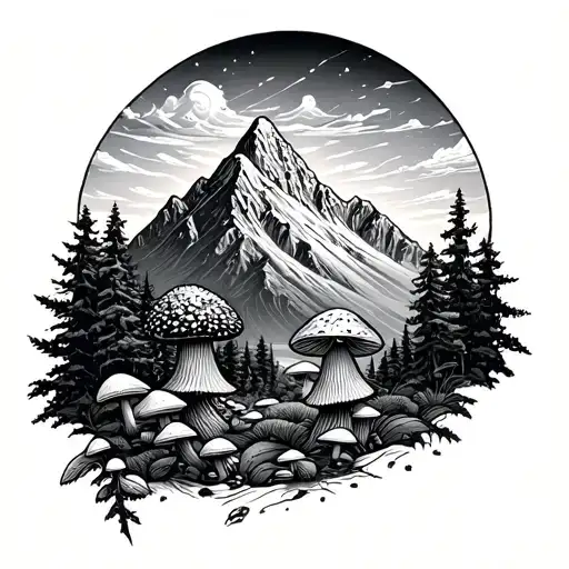 Traveller Mountain And Psychedelic Mushroom Forest