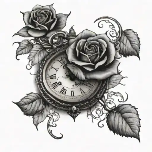 3 Love Heart Pocket Watch With Roses