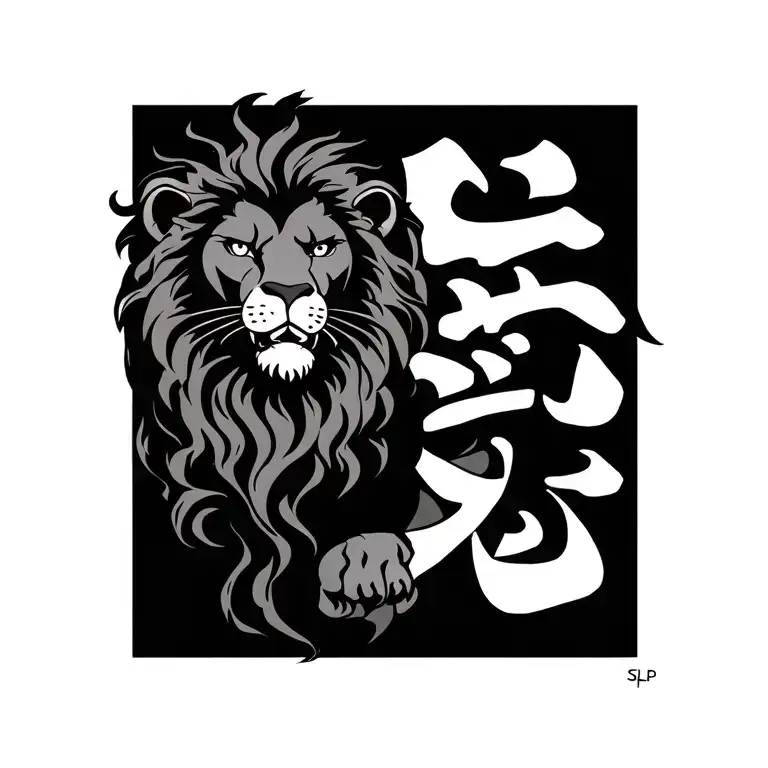 Leo Lion Start Sign With Incorporated Japanese Kanji For Sp & Lp