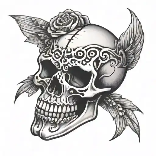 Design A Black And Grey Tattoo Featuring A Chicano-inspired Skull