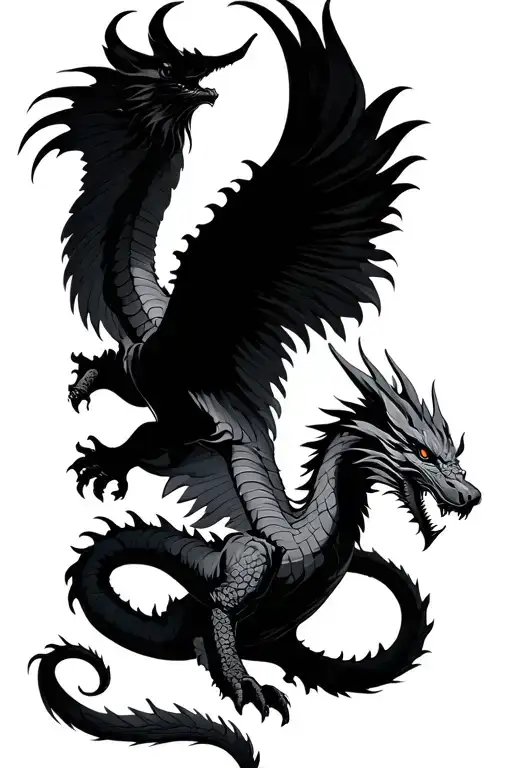 Dragon And Phoenix Flying