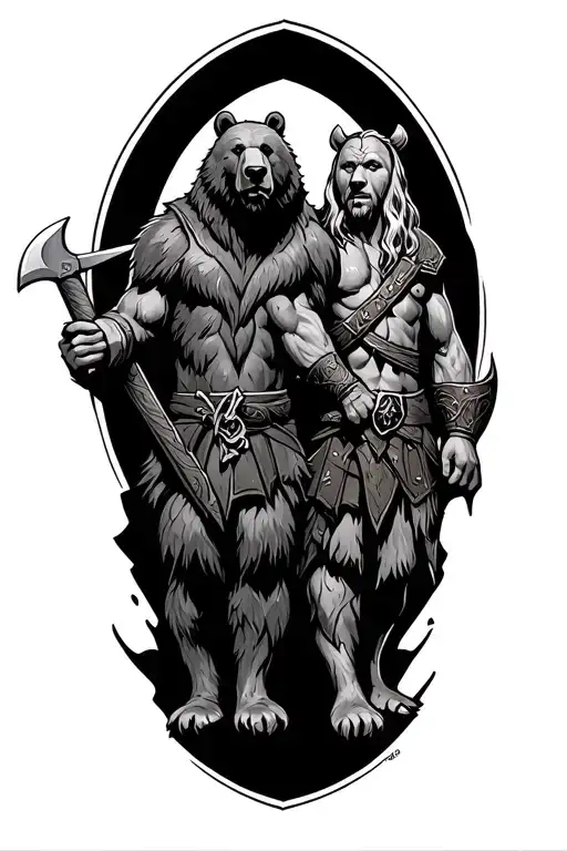 2 Sons Viking Style Bear And Axe Logan And Axel