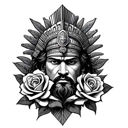 Mayan King With Roses Intertwined