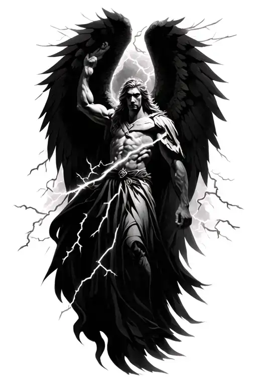 Arch Angel Michael In Battle Lightning Storm