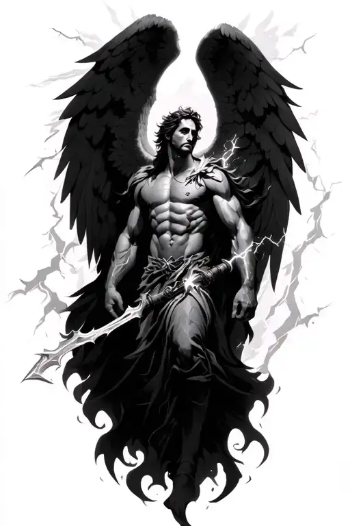 Arch Angel Michael In Battle Lightning Storm