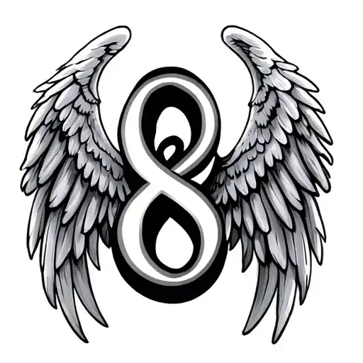 Number 8 And Angel Wings