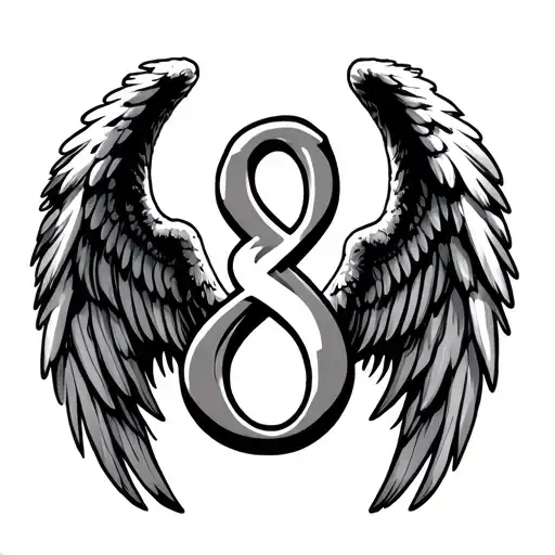 Number 8 And Angel Wings