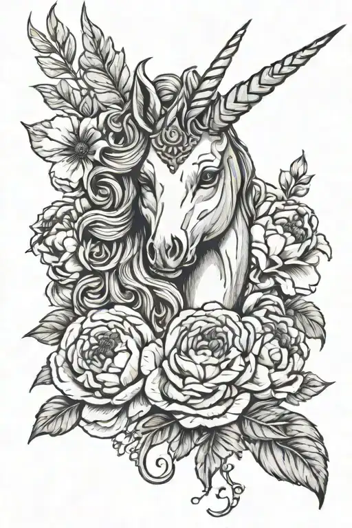 Queen Crown On Top Of Peonies With A Unicorn