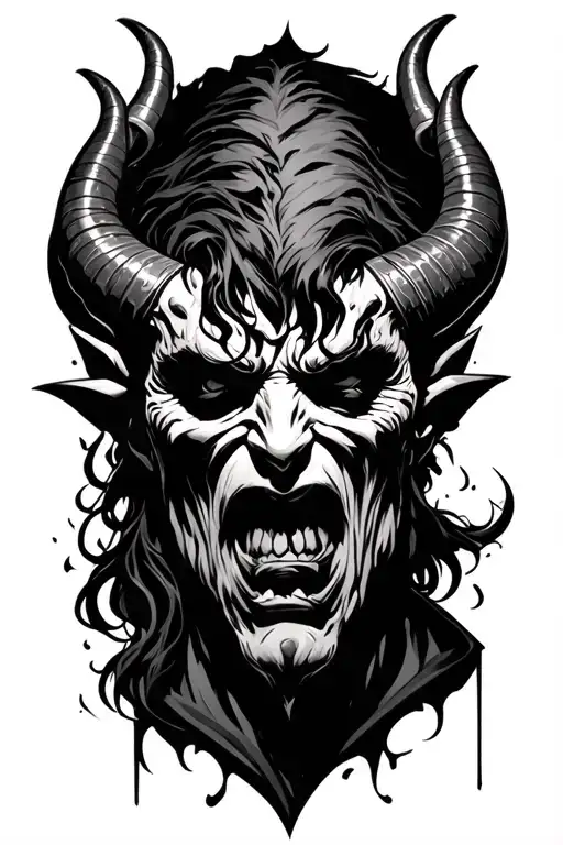 The Devil Of Man Who Has Two Horns Is Injured With His Black Aura