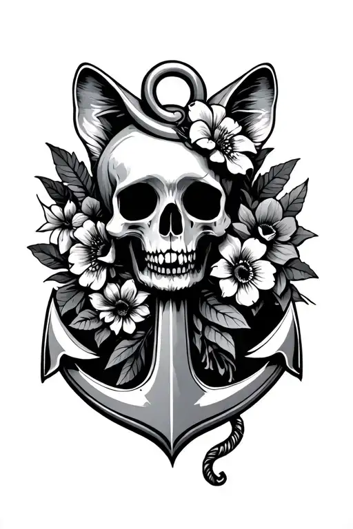 Death And Life With Flower Animals And An Anchor