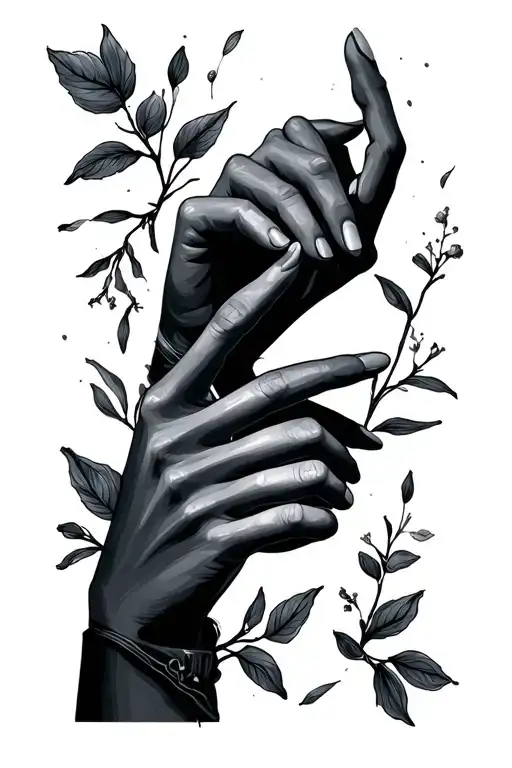 2 Hands Touching Fingers One Line