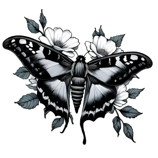 Moth And Flowers Wrapped