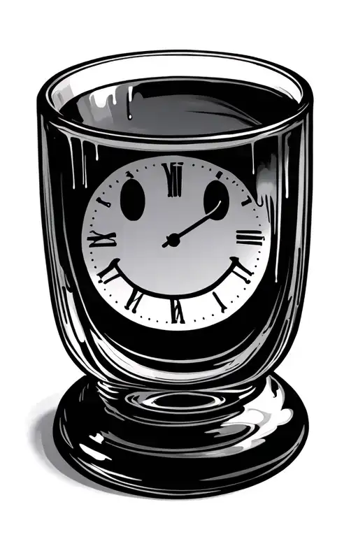 Our Glass With Clock Melting Smiley Face