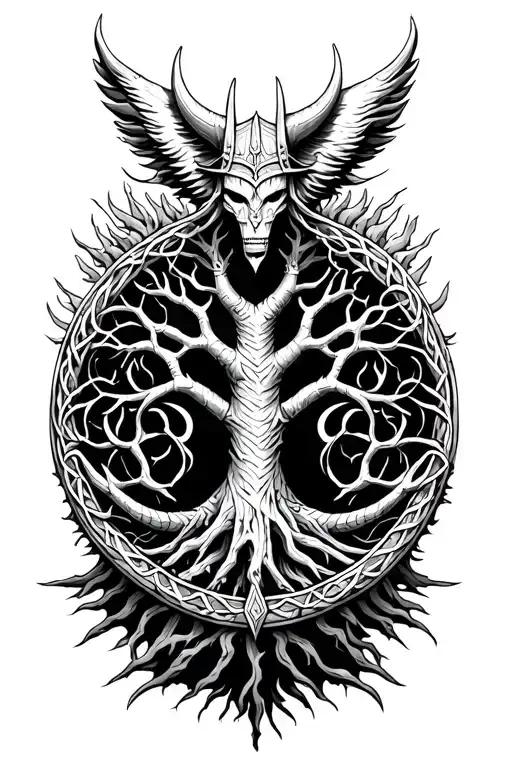 A Viking Ouroborus Circling The Tree Of Life