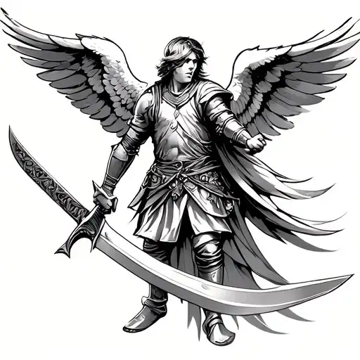 Winged Soldier Holding A Sword