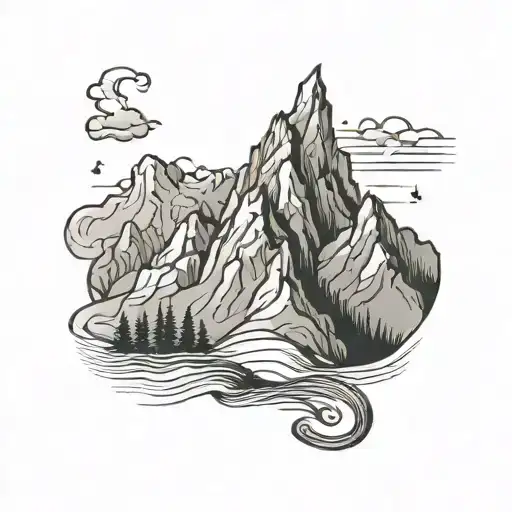 Mountain Range With A Winding
