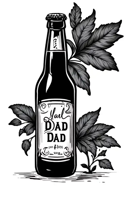 Beer Bottle Memorial Tattoo For Dad
