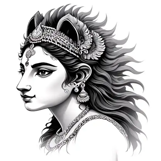 Delicate Durga Maa With Lion Head