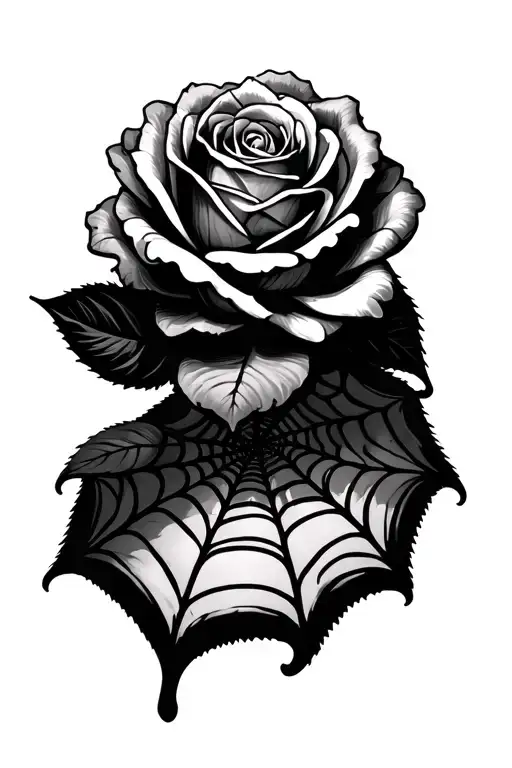 Messy Spider Web With Rose On Top