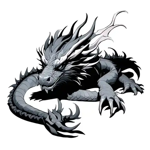 Dragon Lying Down Anime Style