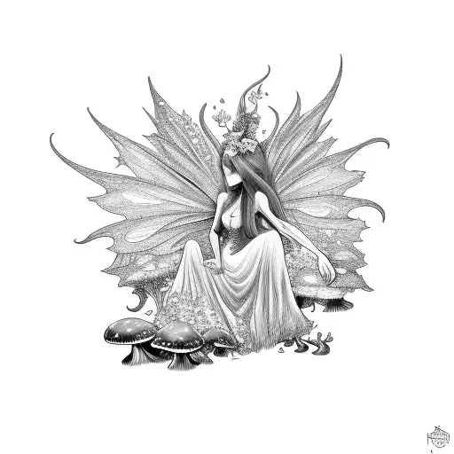 Wood Fairy With Mushrooms