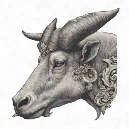 Bull Head Side View Ramming Goat Head