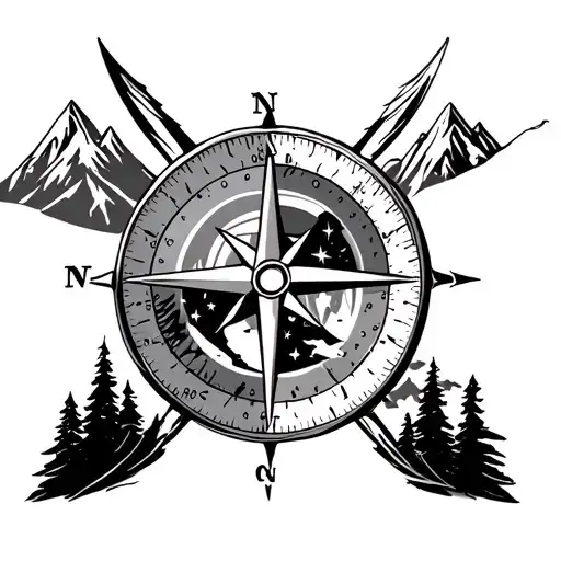 Compass And Mountains And Family