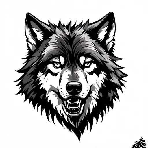 Half Wolf Attacker Open Style Open And The Other Half Of Graphic Style Wolf
