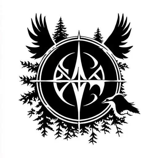 Slavic Runes And Birds And Forest Location Spin