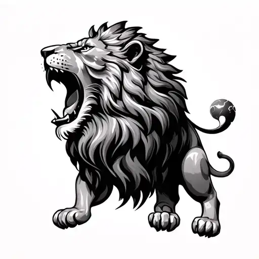 Globe And Lion Roaring