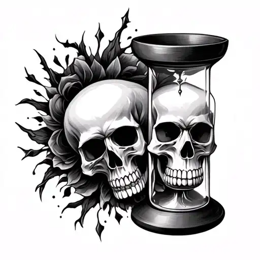 Gothic Hour Glass With A Skull