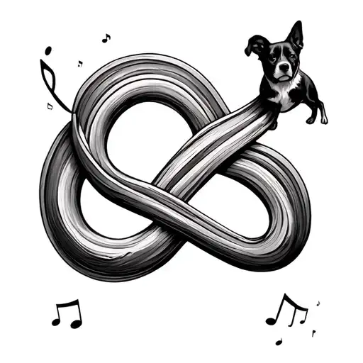 Rainbow Infinity Symbol Intertwined With Music And Dogs