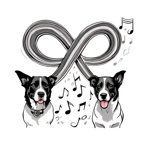 Rainbow Infinity Symbol Intertwined With Music And Dogs