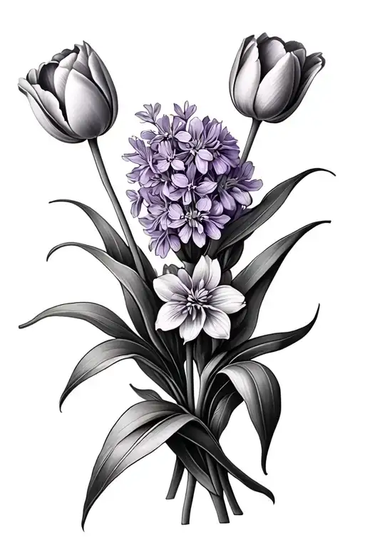 Tulips Lilacs Intertwined Symbolizing The Client's Love