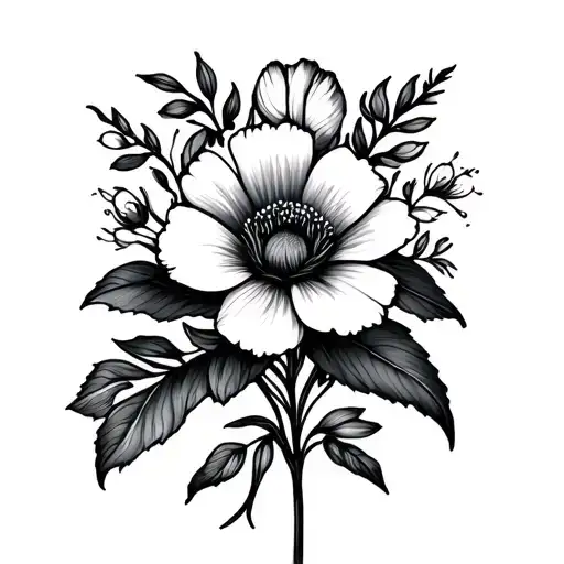 Birth Flower Bouquet Tattoo For August October December Birth Flower