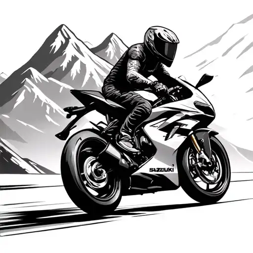 Man Riding Suzuki Gsxr With Mountain Background On Highway