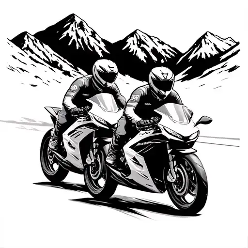 Two Men Riding Suzuki Gsxr With Mountain Background On Highway
