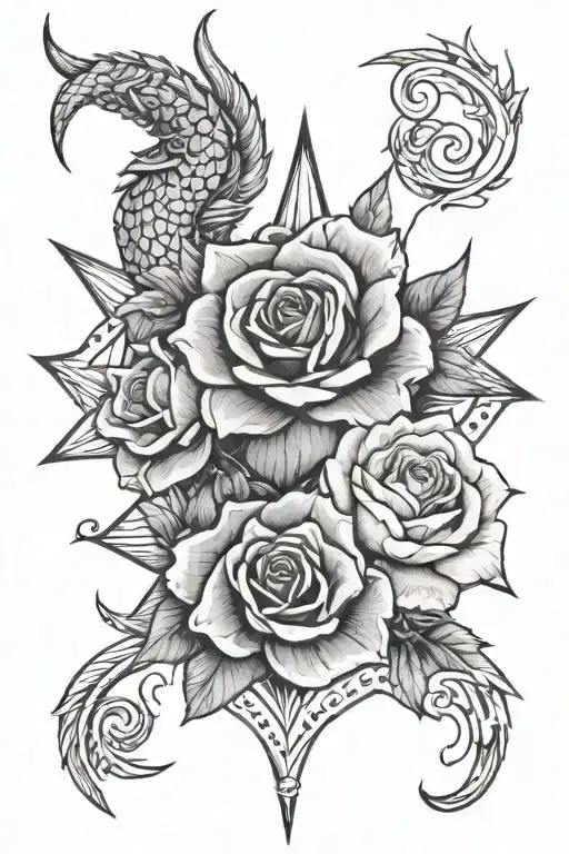 Capricorn And Star And Rose